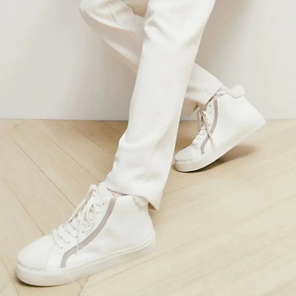 Madewell Sidewalk‎ High-Top Sneakers in Leather Sherpa Edition Size 6.5